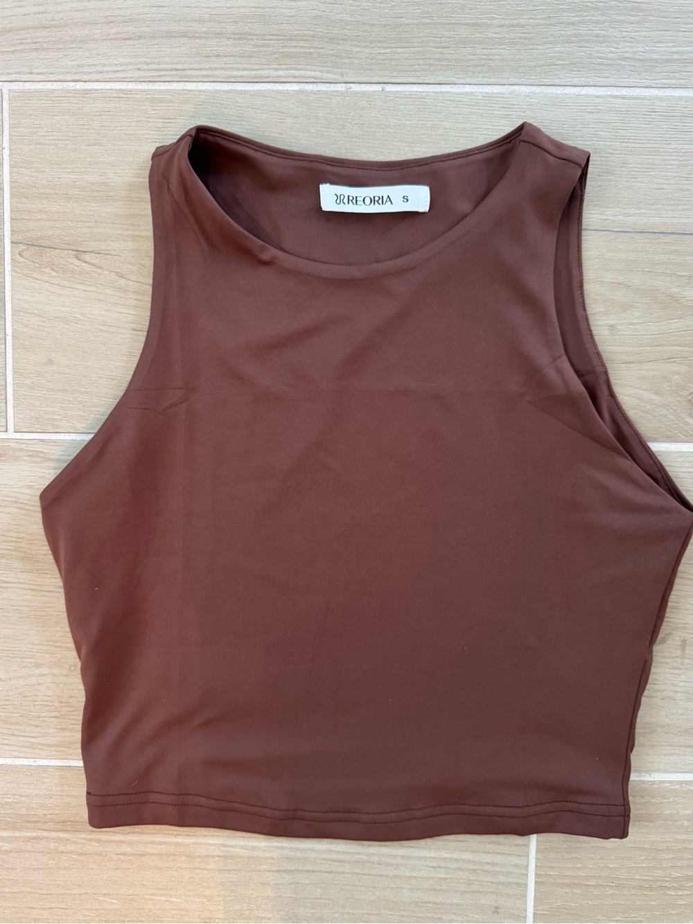 ReoRia Brown Sleeveless Crop Top